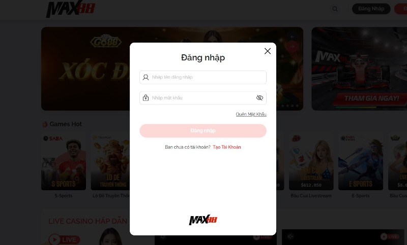 Đăng nhập MAX88 - Truy cập siêu tốc trong 1 phút 1 Đăng nhập MAX88